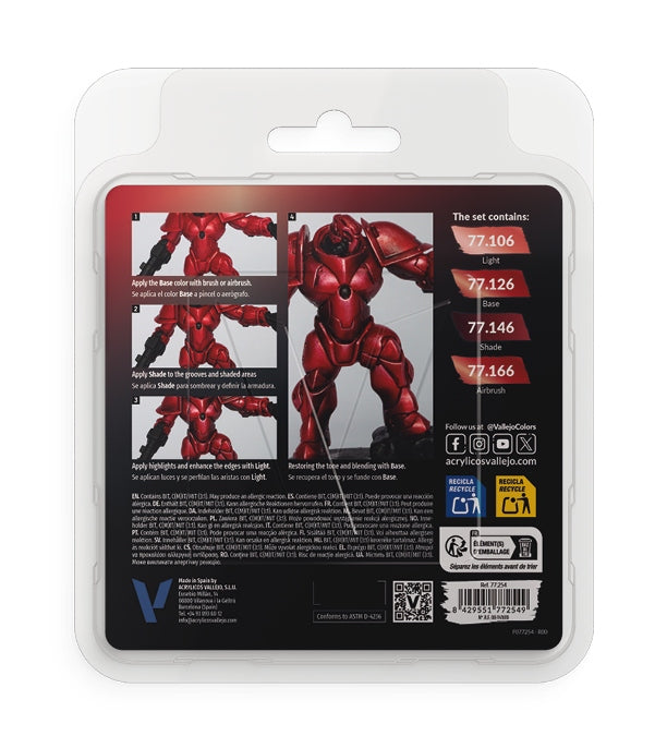 Vallejo True Metallic Metal Set 4 X 18ml Ruby Red 77.254
