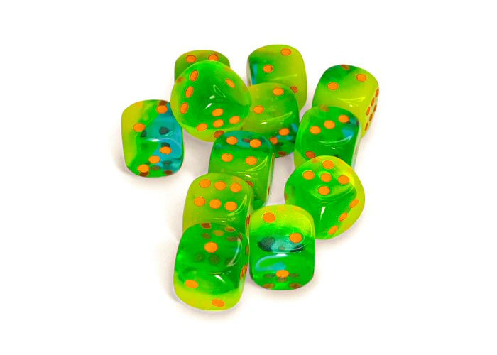 Chessex Dados Gemini Plasma Green Teal Orange 12mm D6 Chx26870