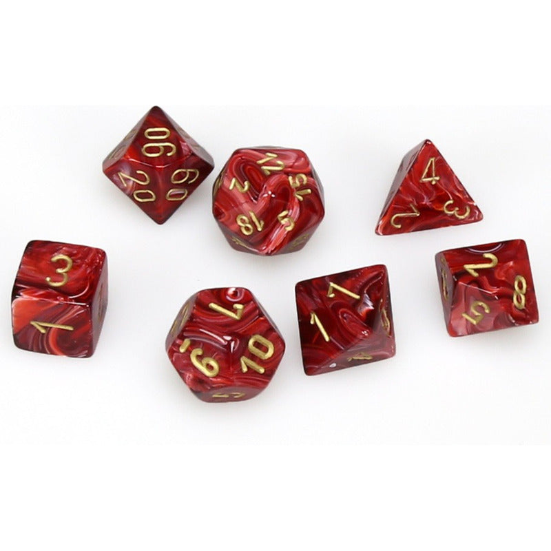 Chessex Set 7dados Poliédricos Vortex Burgundy/gold Chx27434