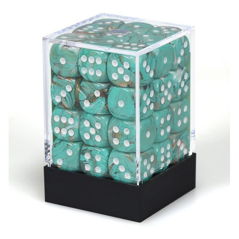 Dados Chessex Set Marble Oxicopper/white D6 12mm Chx27803