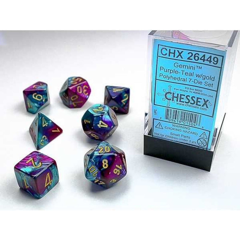 Chessex Set Dados Gemini Purple-teal/gold Chx26449