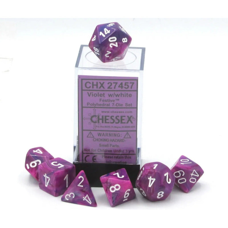Chessex Set Dados Poliédricos Festive Violet/white Chx27457
