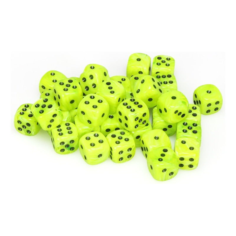 Chessex Dado Vortex Bright Green/black 12mm D6 Dice Chx27830