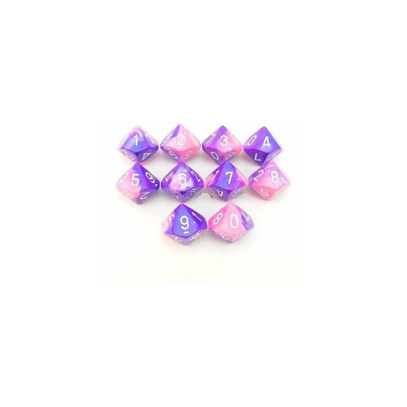 Dados Chessex Set De 10 Gemini Pink-purple/ White