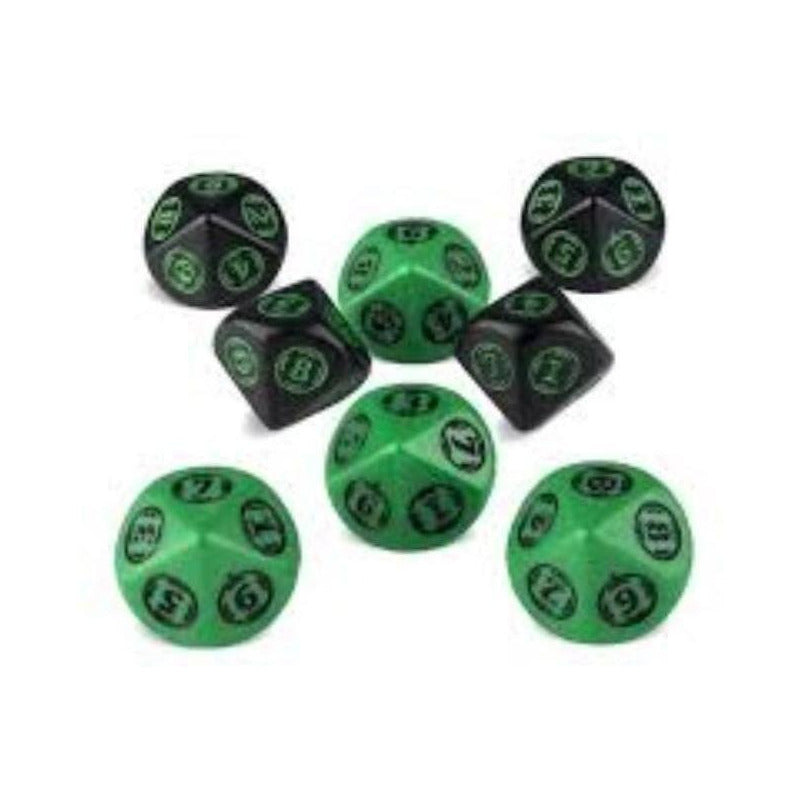 Warhammer 40k Wound Trackers Black & Green Dados
