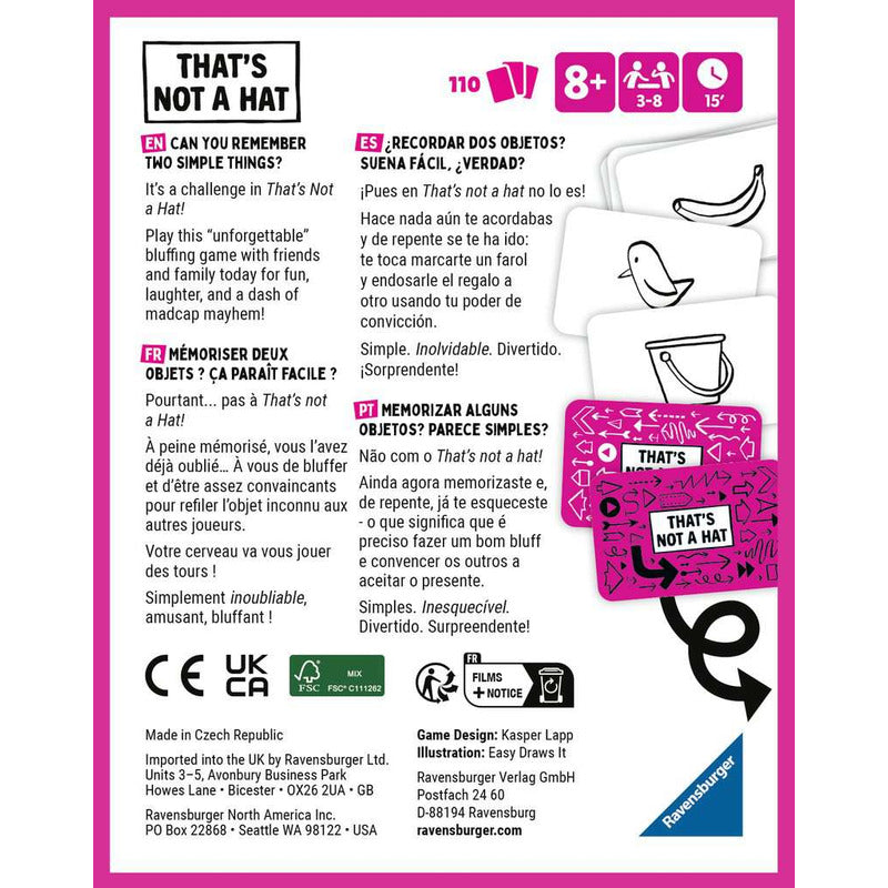 Ravensburger That S Not A Hat Juego De Mesa - Español