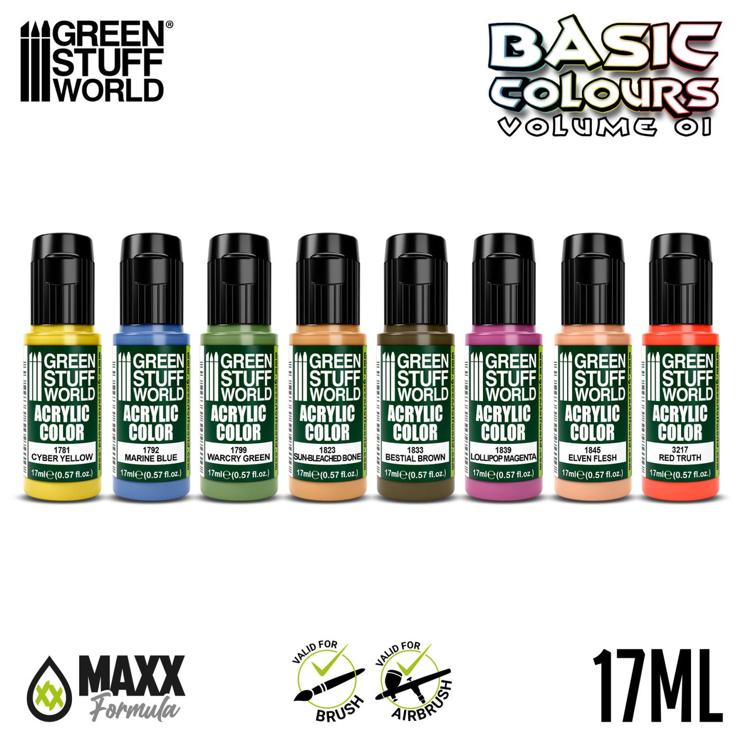 Green Stuff World Set Pintura Basicos 01 Basic Colours 17ml
