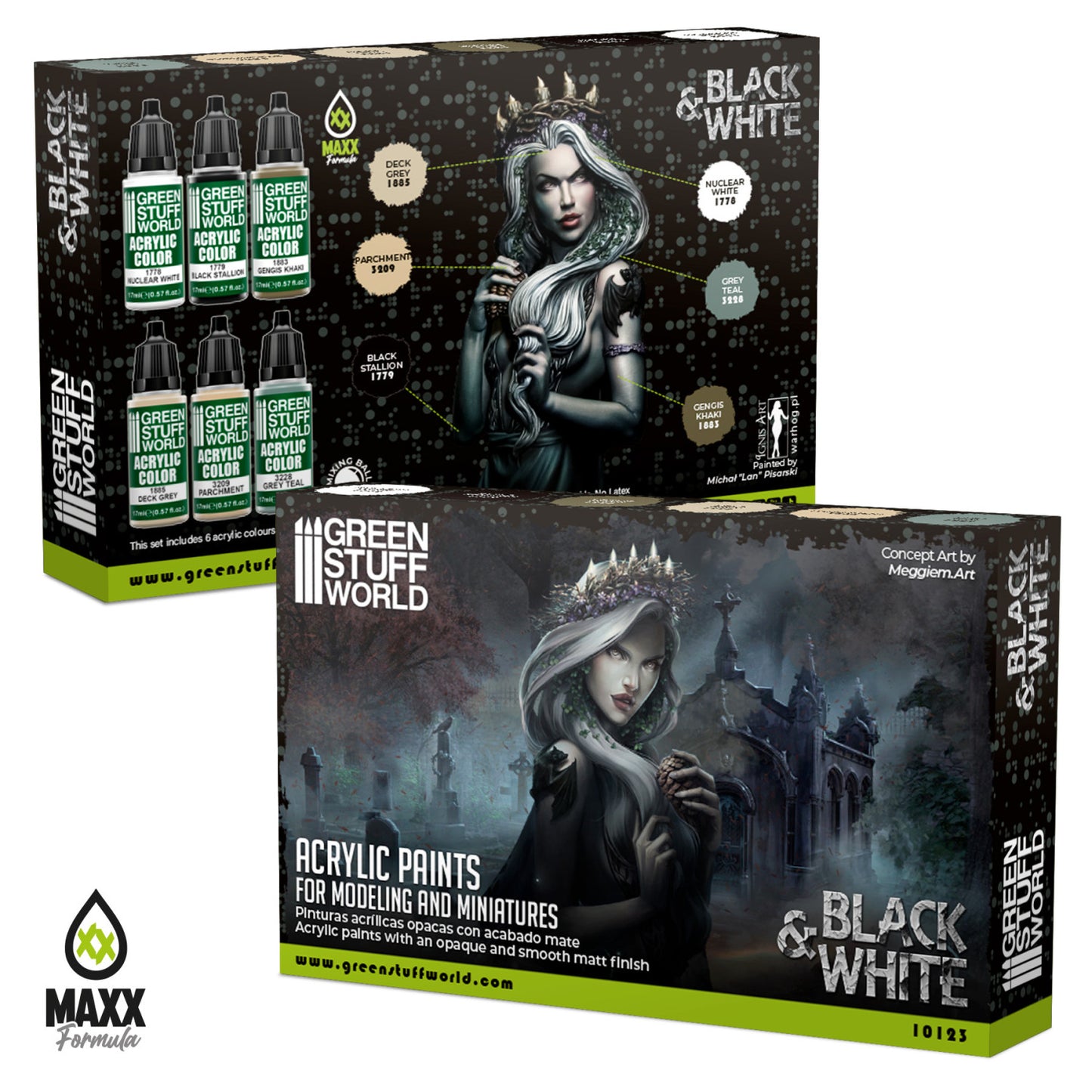 Green Stuff World Set Pintura Blaco Y Negro 17ml 10123