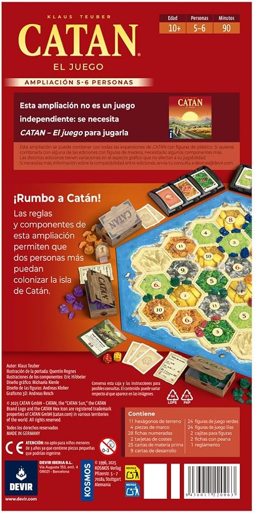 Catan Ampliación Para 5-6 Jugadores - En Español Juego De Mesa