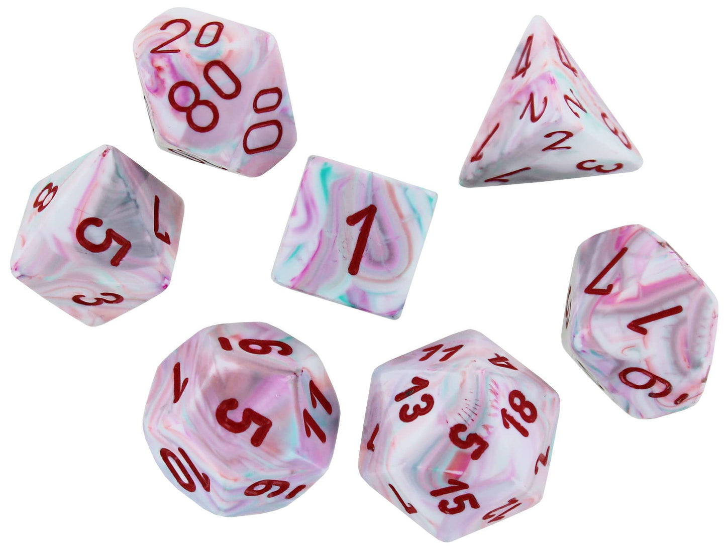 Dados Chessex Set 7 Dados Poliedricos Festive Popart/red Chx27539