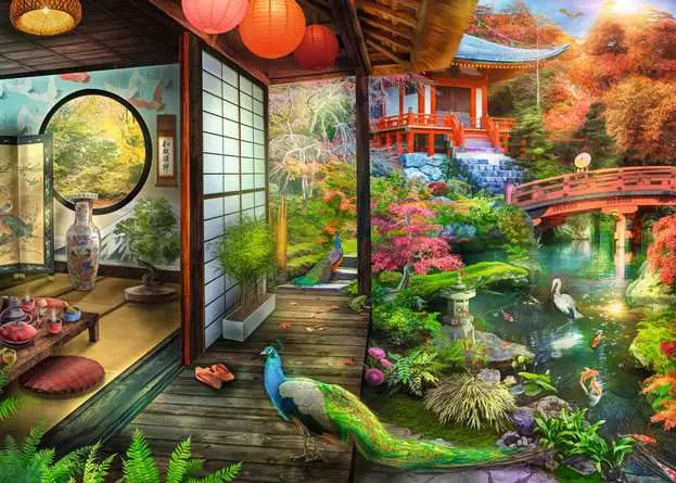 Ravensburger Rompecabezas Jardin Japones casa de Té 1000 Pza