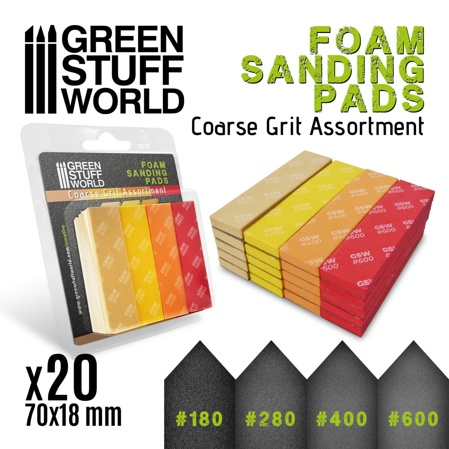 Green Stuff World Lija espuma eva surtido grano grueso x20
