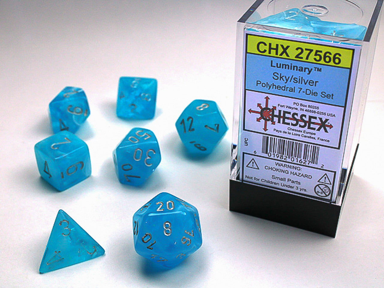 Chessex Dados Poliedricos Luminary Sky/silver Chx27566