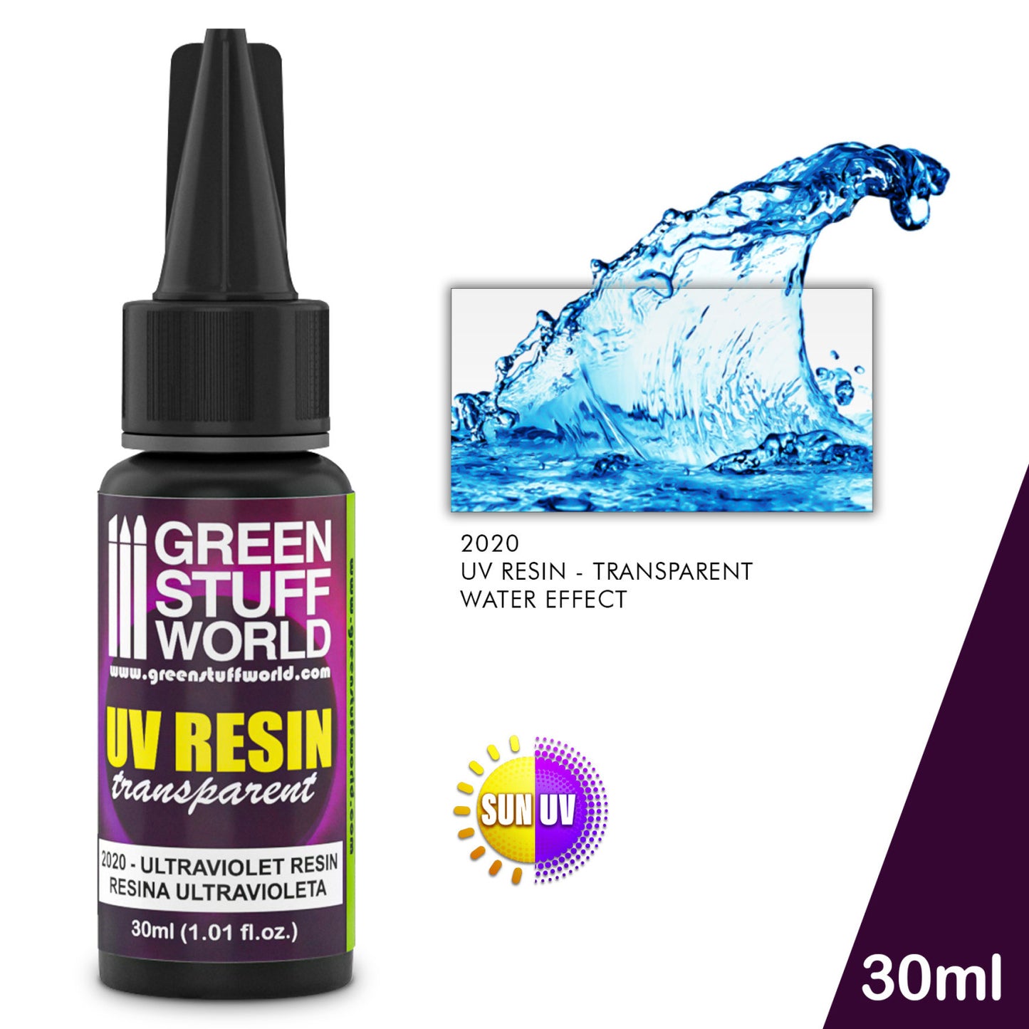 Green Stuff World UV Resin Resina UV Transparente 30ml efecto agua
