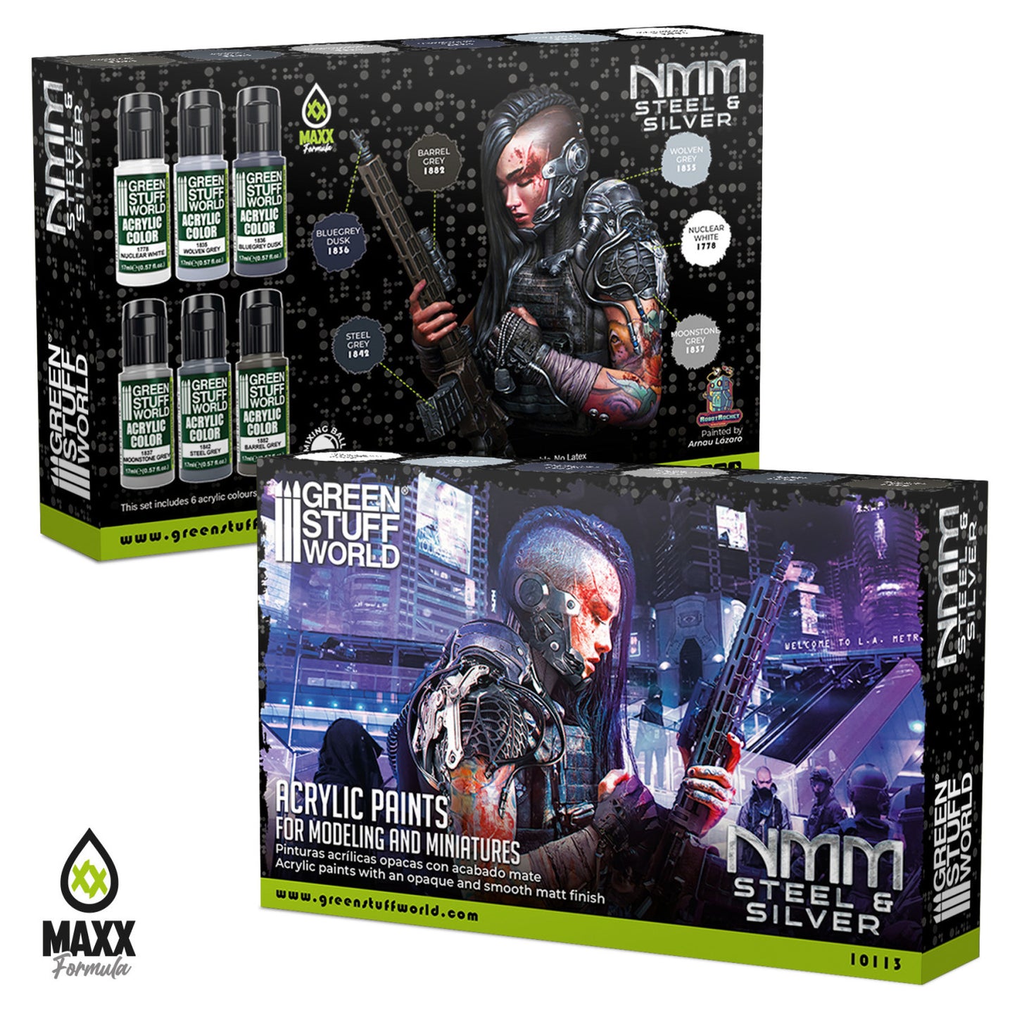 Green Stuff World Set Pintura Plata Y Acero 17ml 10113