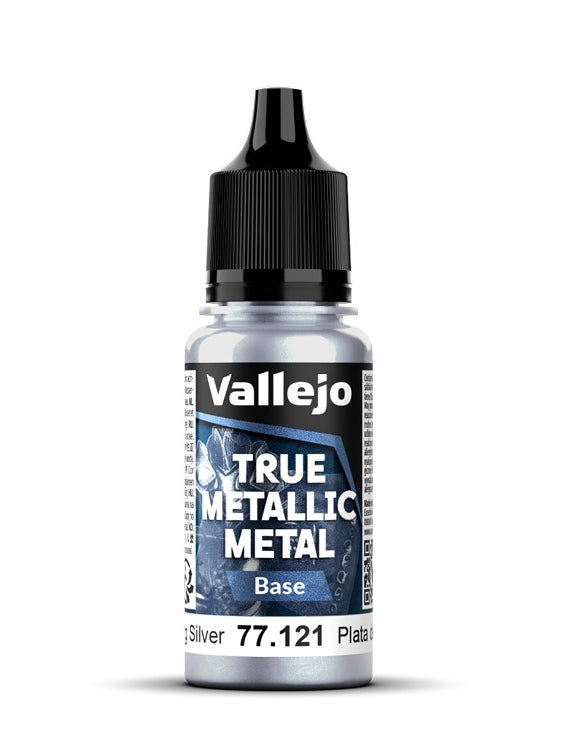 Vallejo True Metallic Metal 18ml Pintura Acrilica 77.121 Plata de Ley Base