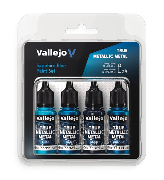 Vallejo True Metallic Metal Set 4 X 18ml Sapphire Blue 77.256