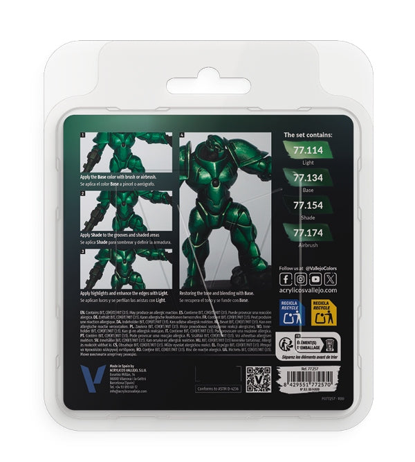 Vallejo True Metallic Metal Set 4 X 18ml Dusken Green 77.257