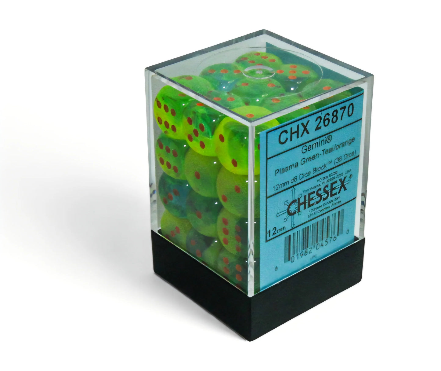 Chessex Dados Gemini Plasma Green Teal Orange 12mm D6 Chx26870