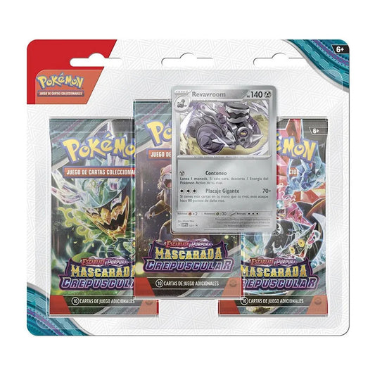 Pokemon Mascarada Crepuscular Pack 3 Blister Revavroom Esp