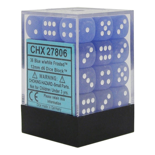 Dados Chessex Set Frosted Blue/white D6 12mm Chx27806