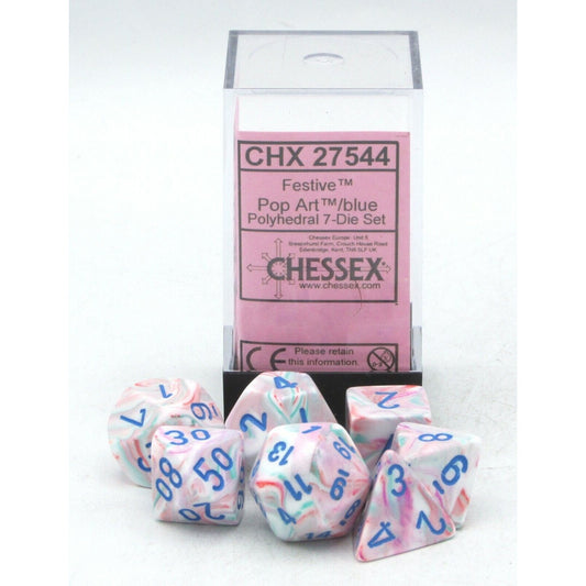 Chessex Set Poliedricos Festive Pop Art/blue Chx27544 Dados