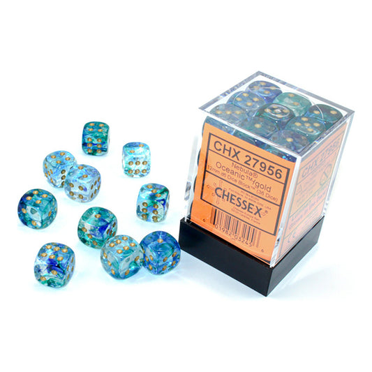 Chessex Dados Nebula Oceanic/gold 12mm D6 Dice Set Chx27956