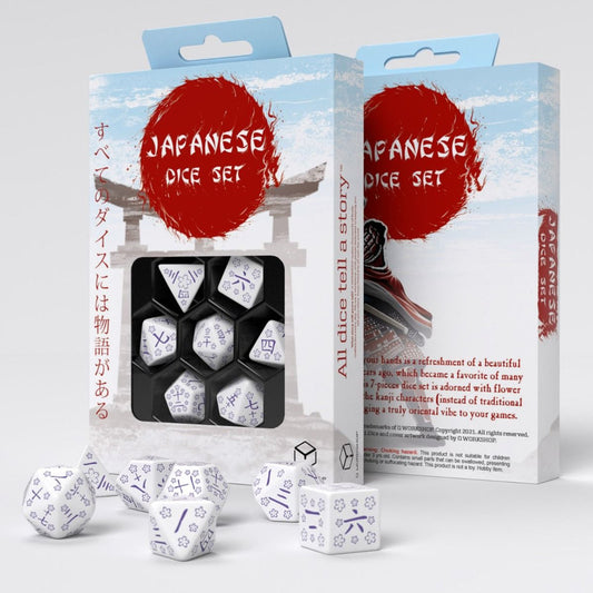 Q Workshop Japanese Lotus White 7 Dice Set Dados Poliédricos