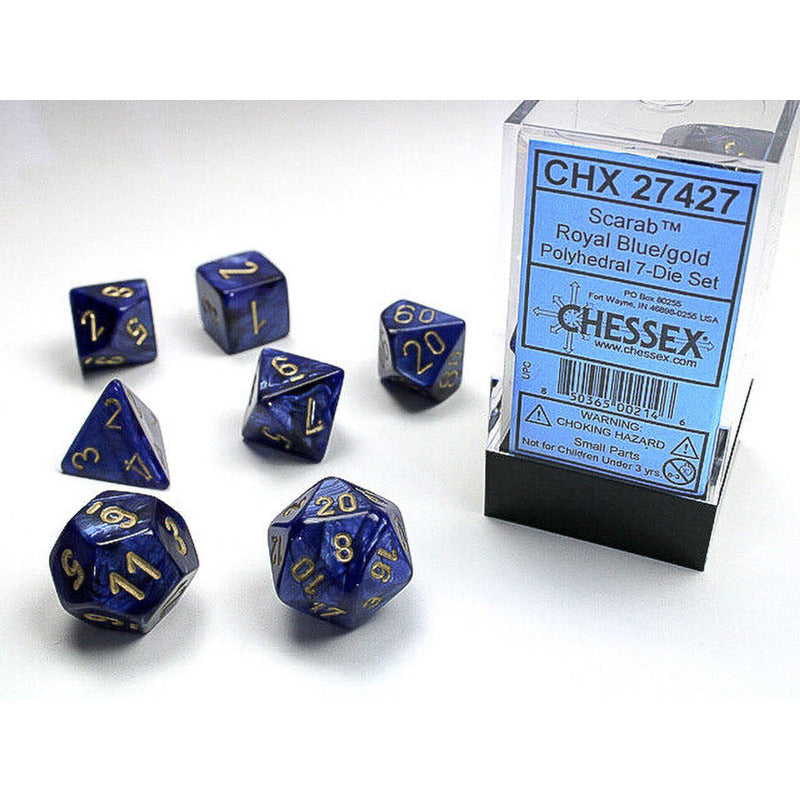 Chessex Set 7 Dados Poliedricos Scarab Blue/gold Chx27427