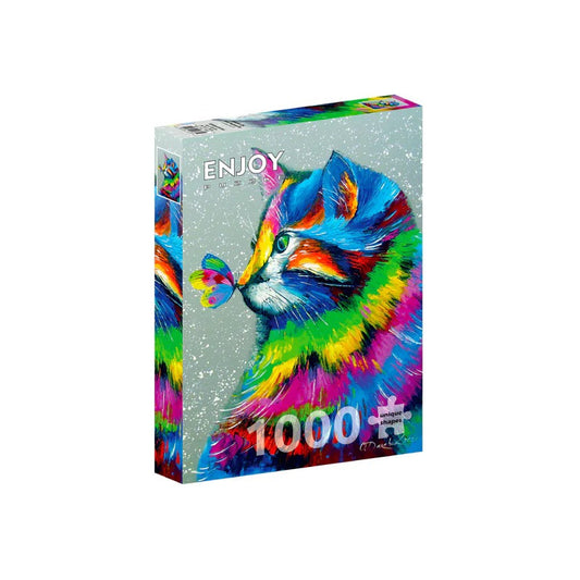 Enjoy Puzzle Rompecabezas Gato Y Mariposa Brillantes 1000 Pz