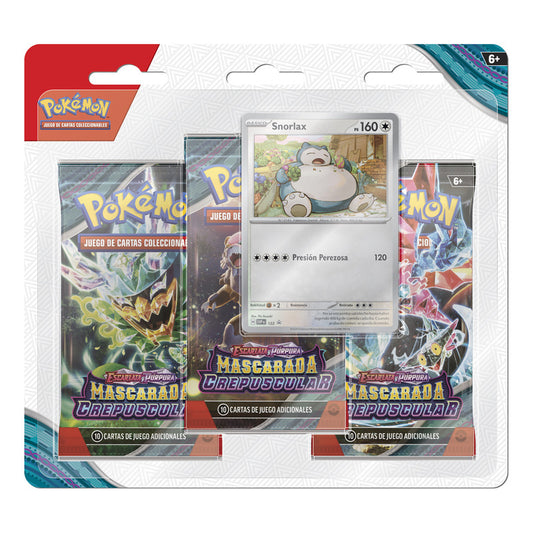 Pokemon Mascarada Crepuscular Pack 3 Blister Snorlax Español