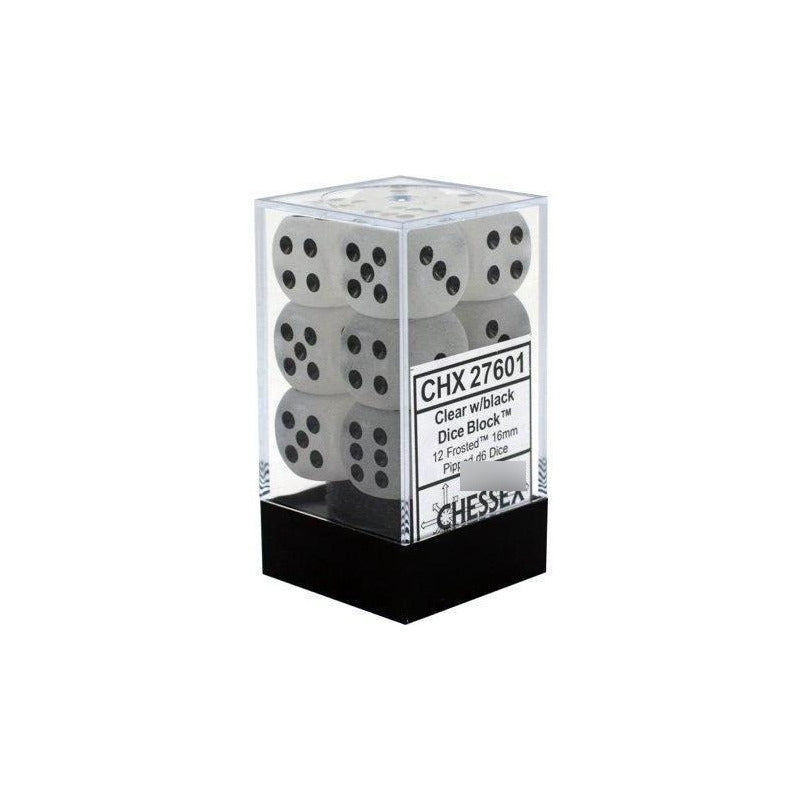 Dados Chessex Set De 12 Frosted Clear/black