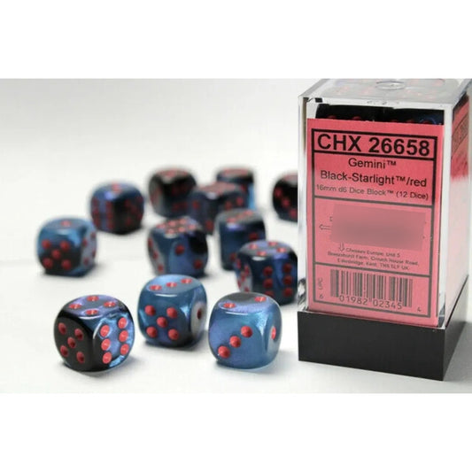 Chessex Dados Gemini Black-starlight/red 16mm D6 Chx26658