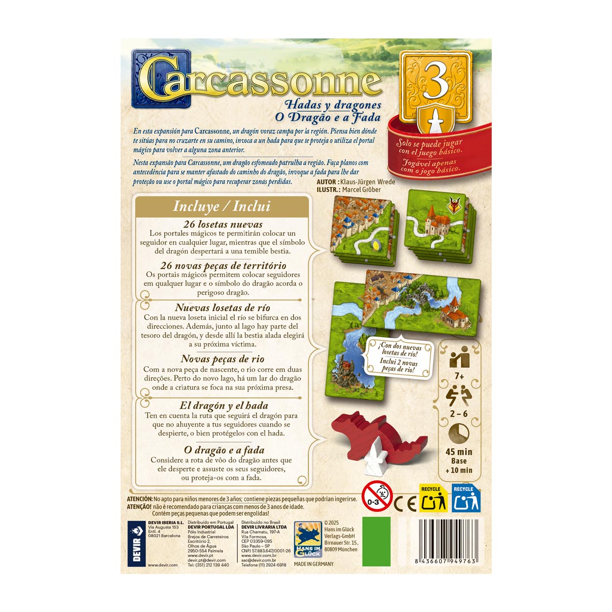 Devir Carcassonne Expansion Dragones Y Hadas Juego - Español