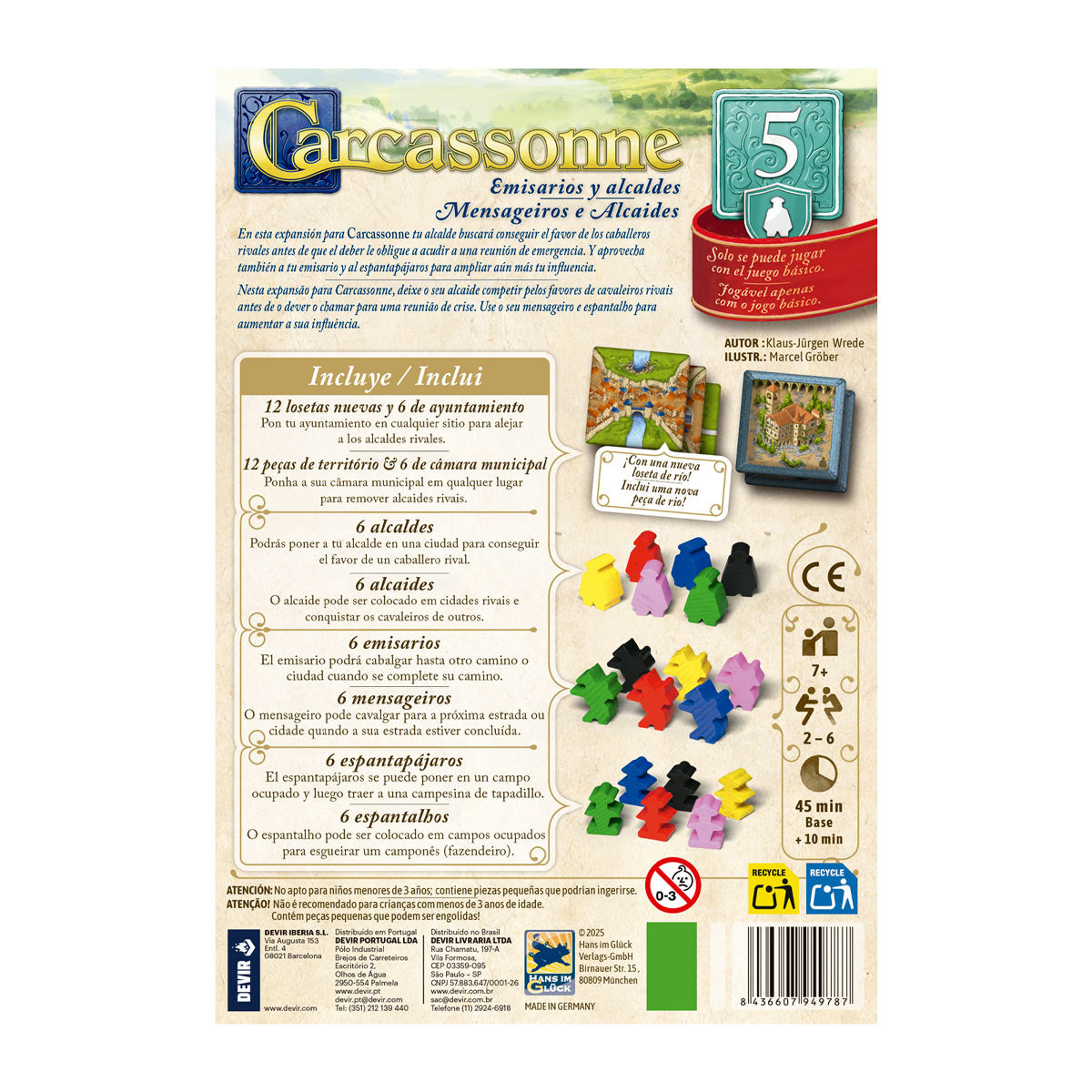 Devir Carcassonne Expansion Emisarios Y Alcaldes - Español