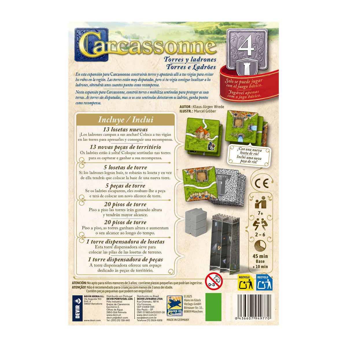 Devir Carcassonne Expansion Torres Y Ladrones - Español