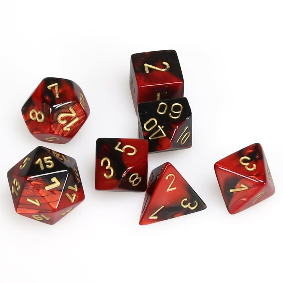 Dados Chessex Set 7 Dados Poliedricos Gemini Black-red/gold Chx26433
