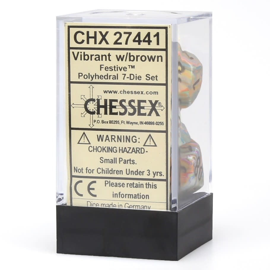 Dados Chessex Set 7 Dados Poliedricos Festive Vibrant/brown Chx27441