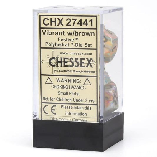 Dados Chessex Set 7 Dados Poliedricos Festive Vibrant/brown Chx27441