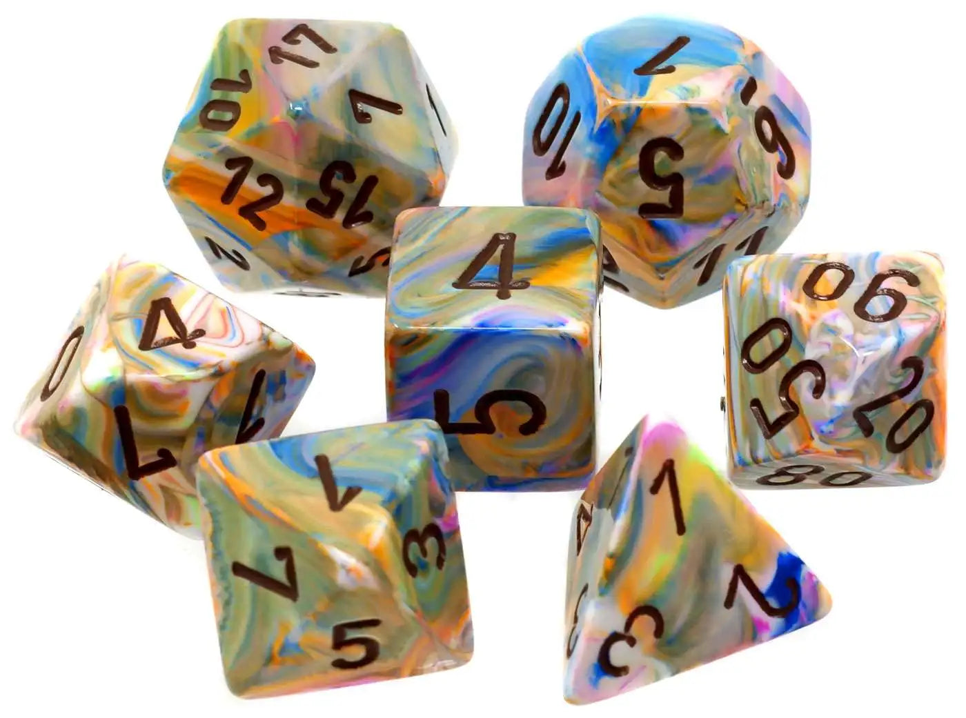 Dados Chessex Set 7 Dados Poliedricos Festive Vibrant/brown Chx27441