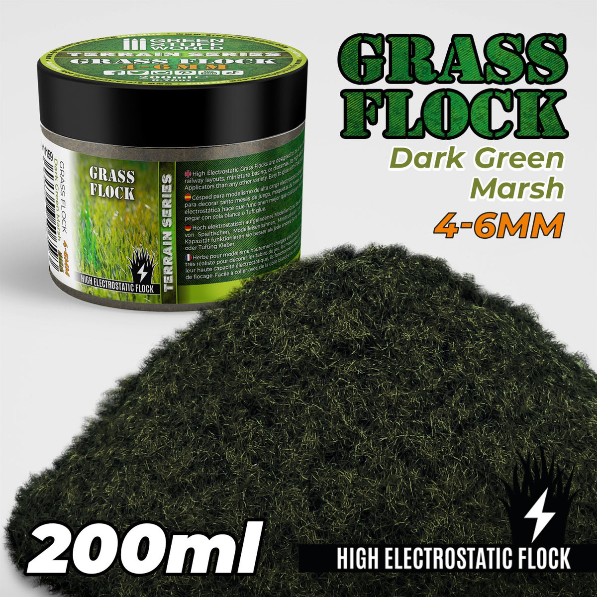GreenStuffWorld Cesped Electrostatico 4-6mm Dark Green Marsh 200ml