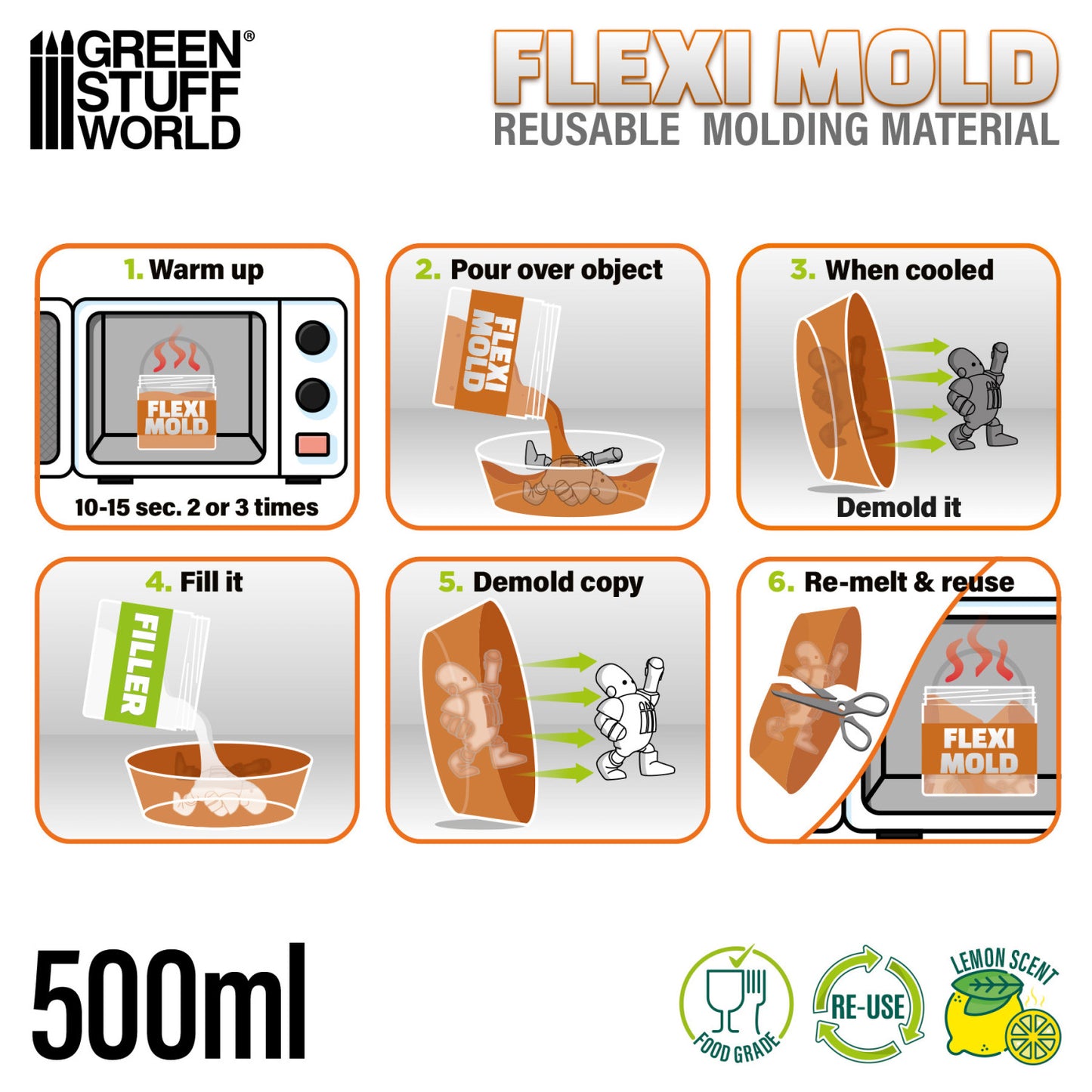 Green Stuff World Flexi Mold Material Reutilizable de Moldes