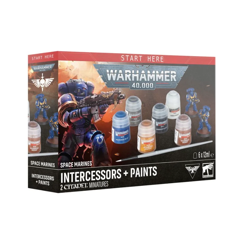 Games WOrkshop Warhammer40K Space Marines Intercessors + Paints