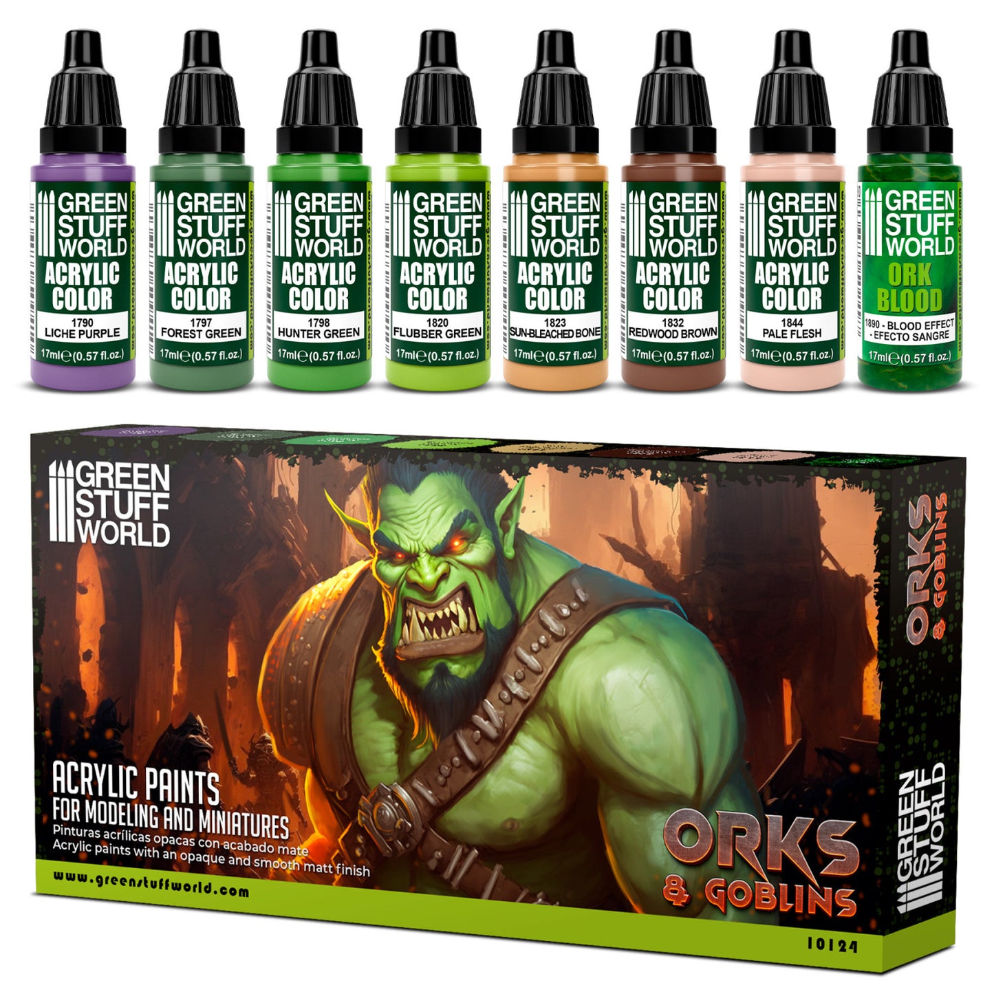 Green Stuff World Set Pinturas Orcos y Goblins 17ml 10124