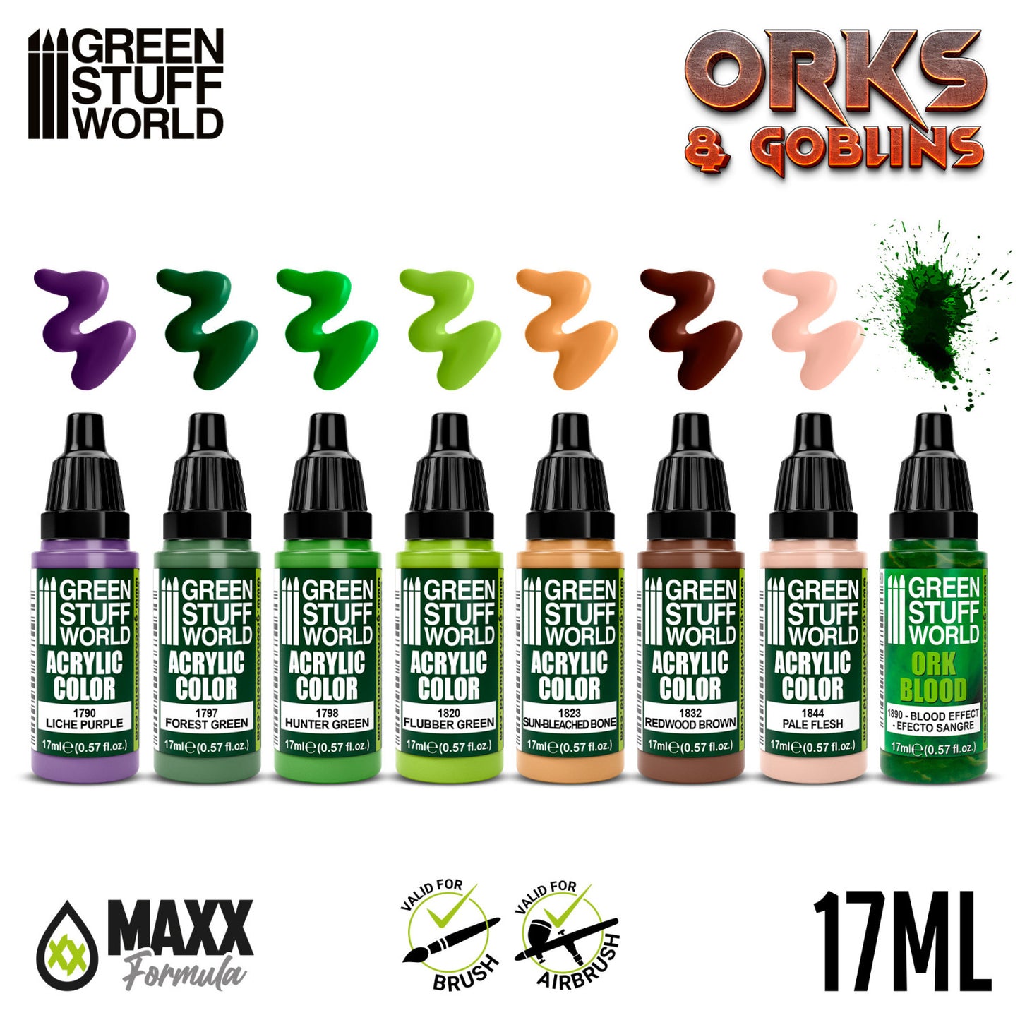 Green Stuff World Set Pinturas Orcos y Goblins 17ml 10124