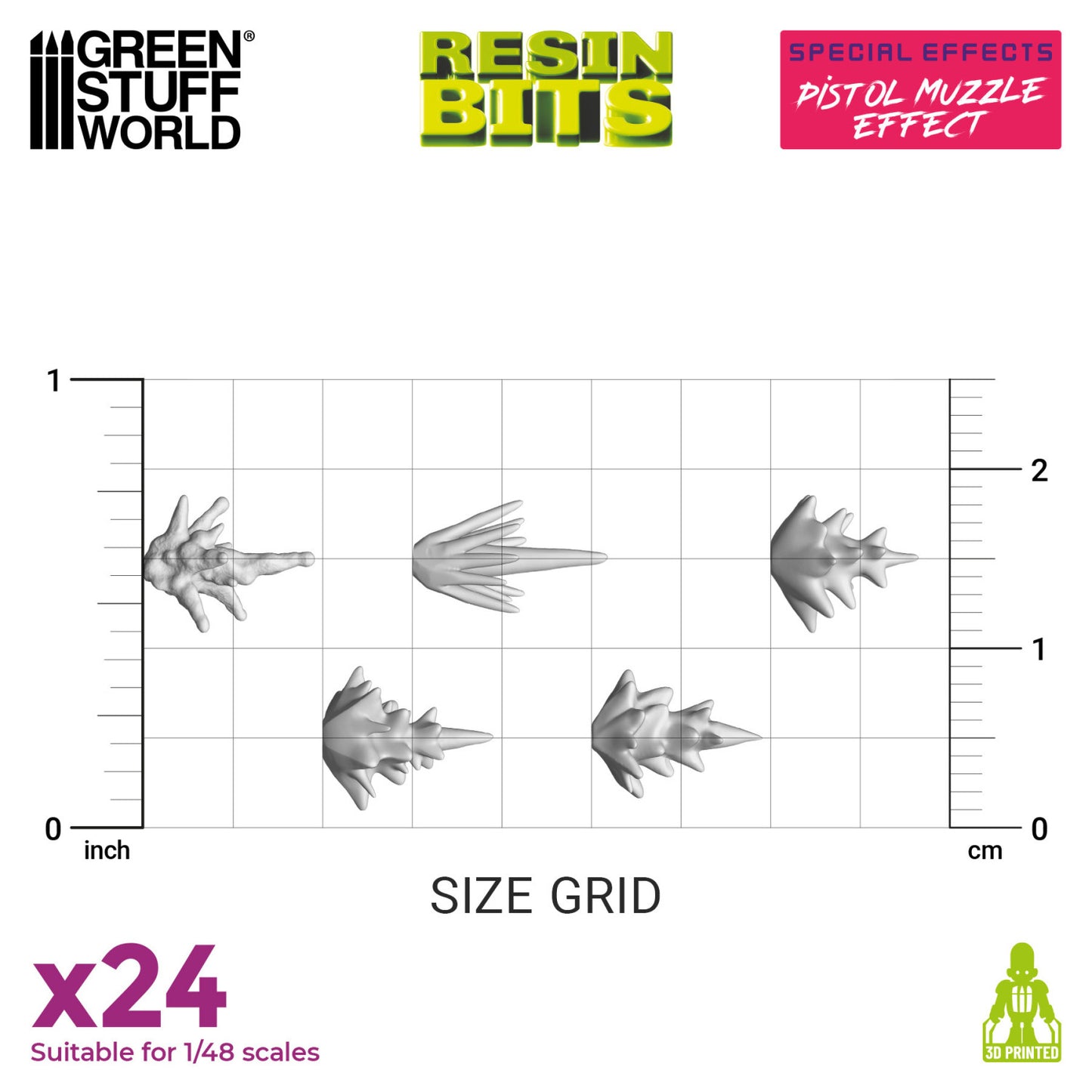 Green Stuff World Efeto Disparo Pistola para modelismo 1:48