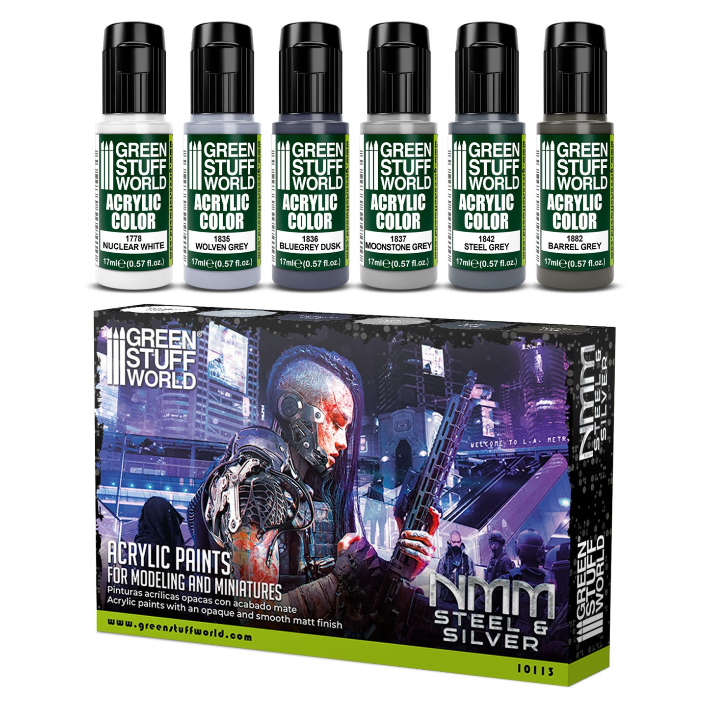 Green Stuff World Set Pintura Plata Y Acero 17ml 10113