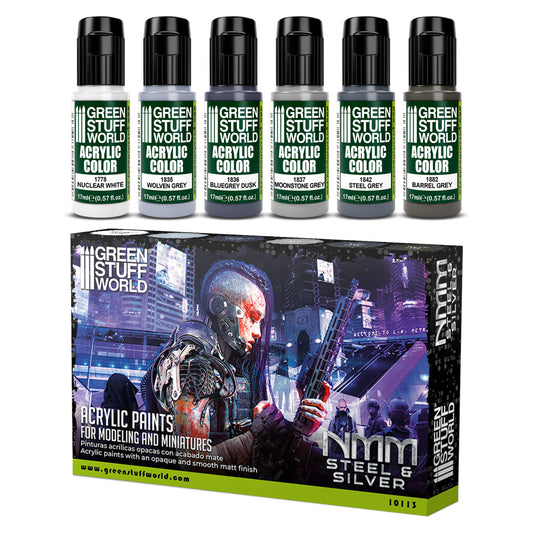 Green Stuff World Set Pintura Plata Y Acero 17ml 10113