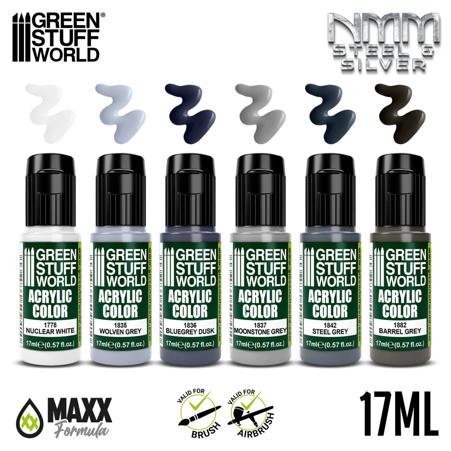 Green Stuff World Set Pintura Plata Y Acero 17ml 10113