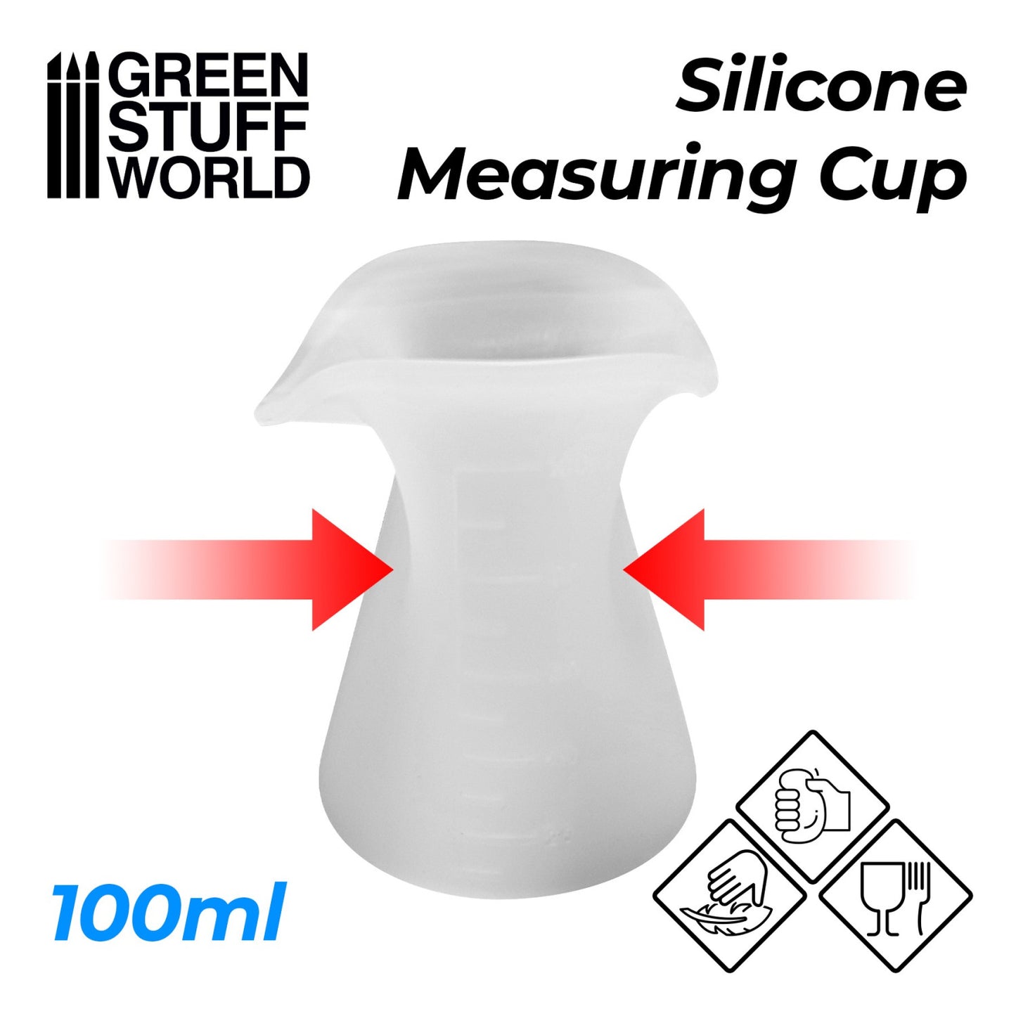 Green Stuff World Vaso medicion Flexible de Silicona 100ml